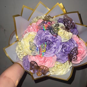 Eternal satin rose flower bouquets handmade