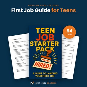 First Job Guide for Teens: Resume, Interview Prep and Workplace Skills Printable, Teen Job Readiness Workbook PDF
