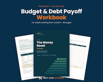 Budget & Debt Payoff Workbook, Financial Literacy Planner (Printable PDF)