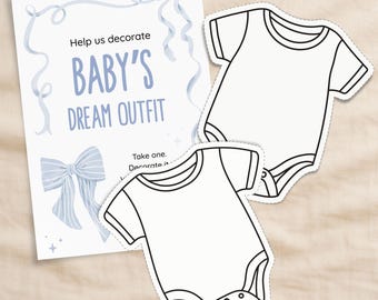 Baby Shower Bodysuit Decorating Activity: DIY Guest Book Alternative, Blue Bows Design (Digital Download)