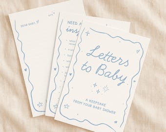 Blue Letters to Baby: Baby Shower Keepsake Activity (PDF Download A5/Half Letter Size)