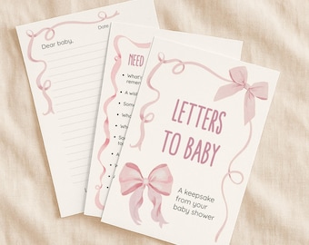 Letters to Baby – Pink Bow Baby Shower Game and Keepsake (Digital Download)