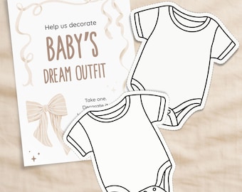 Baby Shower Bodysuit Decorating Activity: DIY Guest Book Alternative, Beige Bows Design (Digital Download)
