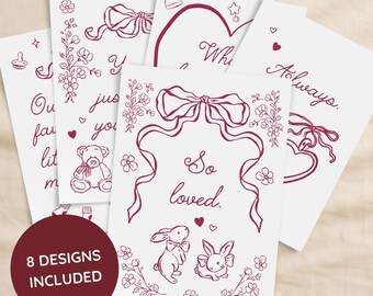 Baby Valentine Keepsake Cards Printable First Valentine Love Notes Set of 8