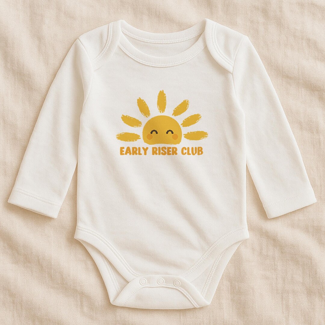 Early Riser Club Bodysuit: Hand-drawn Sunrise, Soft Cotton - Etsy