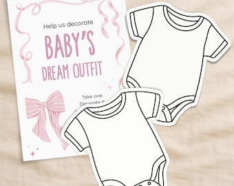 Baby Shower Bodysuit Decorating Activity: DIY Guest Book Alternative, Pink Bows Design (Digital Download)