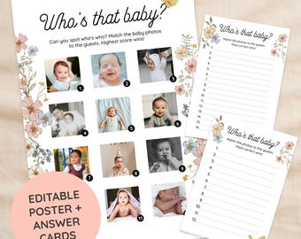 Who's That Baby Game | Spring Blooms Baby Shower, Editable (Digital Download)