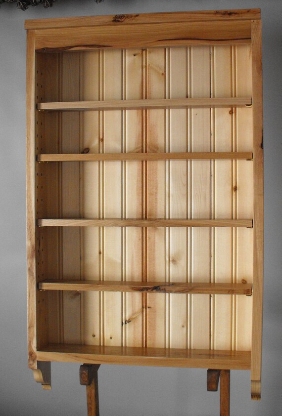 Display Cabinet Rustic Hickory With Adjustable Shelves Etsy