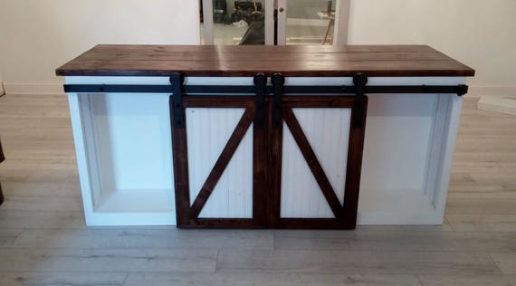 Farm door sale cabinet