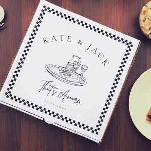 custom wedding pizza box label pizza box sticker download customizable pizza box engagement party birthday party dinner party girls dinner