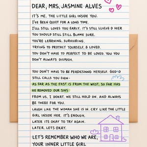 Carta de Sanación del Niño Interior / Ánimo Emocional Personalizado / Mensaje Digital de Reparentalización / Regalo de Amor Propio y Sanación Interior