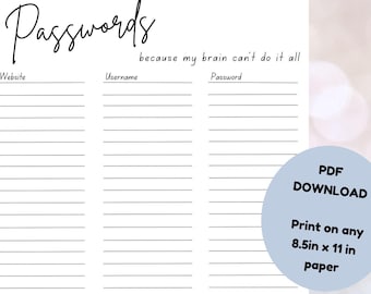 Colorful Password Tracker Printable: Login Organizer (Digital Download)