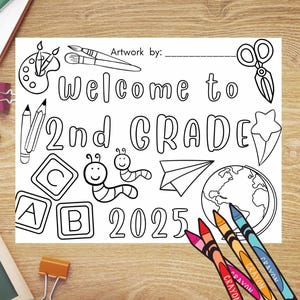 2nd Grade Coloring Page: Back to School Activity (PDF Download)