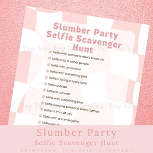 Slumber Party Games Printable | Teen Slumber Party Activity | Selfie Scavenger Hunt | Fun Sleepover Activity For Girls Night | Tween Party