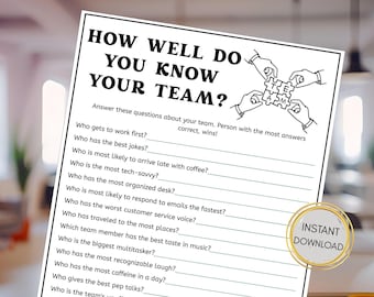 Team Building Games | How Well Do You Know Your Team | Team Building Activity | Staff Meeting Games | Office Party Trivia | Work Party Game