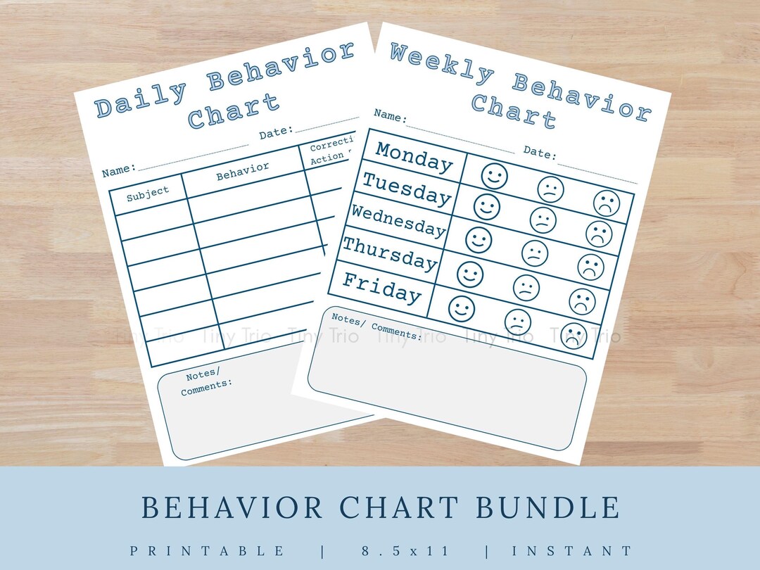 Student Behavior Chart Bundle: Daily & Weekly Printable Trackers (PDF ...