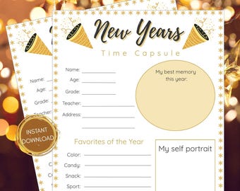 Oudejaarsavond spelletjes en activiteiten voor kinderen | Afdrukbare NYE-tijdcapsule (pdf-download)