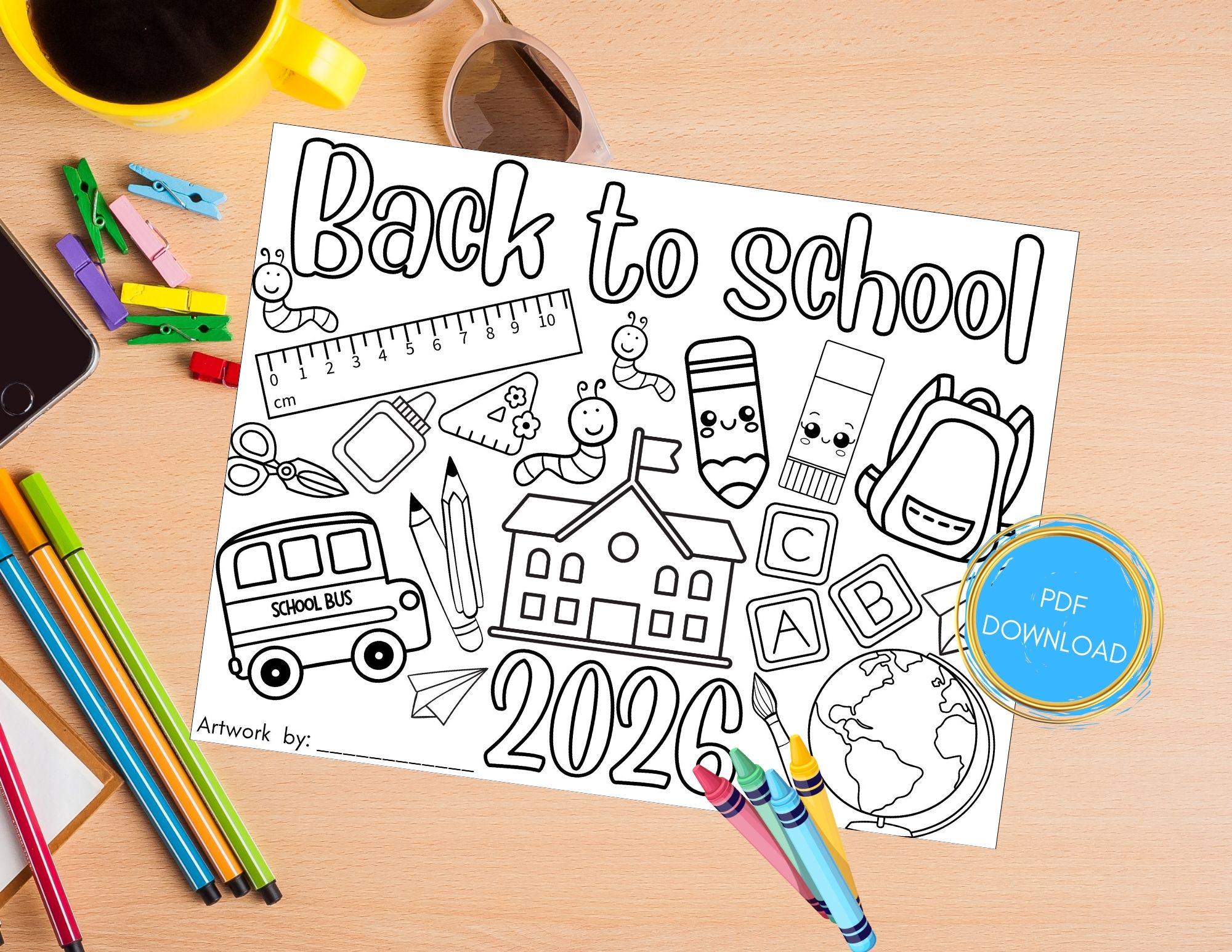 First Day of School Coloring Page: Back to School Activity (digital ...