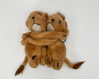 Vintage Dakin Hugging Lion Cubs Rare Plush Toy 1978 Stuffed Animal