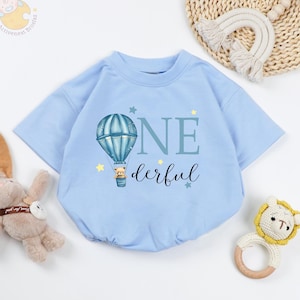 Hot Air Balloon Onederful Birthday Baby Romper, First Birthday Outfit, Baby Shower Gift, Onederful Bodysuit, Little Mr Onederful Shirt