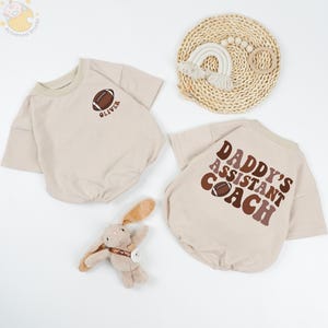 Custom Daddy&#39;s Assistant Coach Baby Romper, Football Game Day Toddler, Sports Fan Gift, Touchdown Baby Shirt, Future Football Player