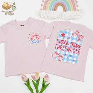 Personalized Little Miss Threenager Toddler Tee, Retro 3rd Birthday Girl Shirt, Custom Toddler Birthday Outfit, Little Miss 3 Nager T-Shirt