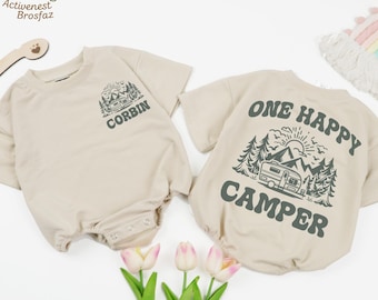 Retro One Happy Camper Baby Romper, One Happy Camper Baby Tee, Cute Baby Gifts, First Birthday Baby Outfit, Camping 1st Birthday Outfit