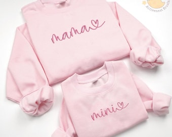 Embroidered Mama and Mini Matching Sweatshirt, Mom and Me Outfit, Mommy and Me Gift, New Mom Gift, Baby Shower Gift, Valentine Gift