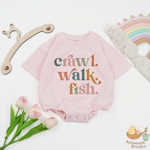 Crawl Walk Fish Baby Romper, Baby Fisherman Romper, Outdoor Baby Clothes, Little Fishing Bodysuit, Fishing Buddy Romper, Cute Fishing Shirt