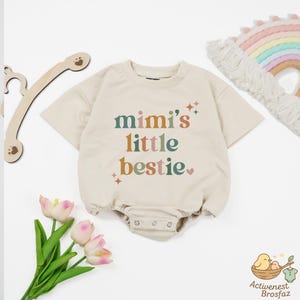Cute Mimi's Little Bestie Baby Romper, Baby Shower Gift, I Love My Mimi Kids Shirt, Toddler & Youth Tee Shirts, Grandma Baby Outfit