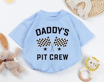 Daddy's Pit Crew Baby Romper, Racing Bodysuit, Race Car Outfits, Baby Shower Gift, Baby Announcement, Racing Toddler