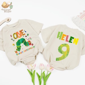 Personalized One Hungry Caterpillar Baby Romper, 1st Birthday Bodysuit, Cute Caterpillar Toddler, Baby Shower Gift, Colorful Birthday Gifts
