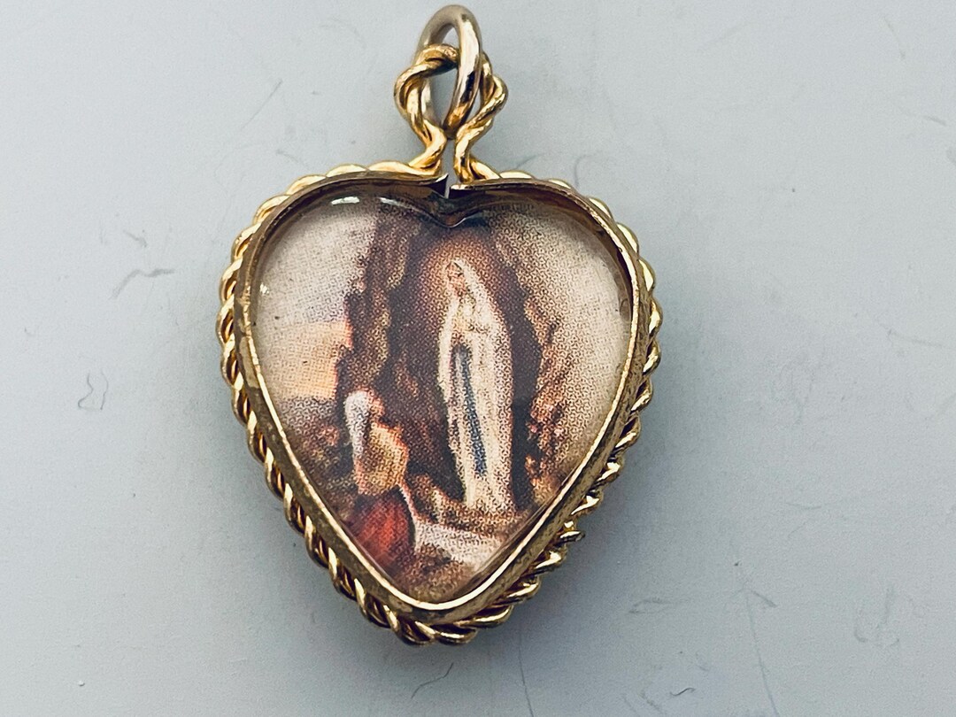 Vintage French Our Lady of Lourdes and Saint Therese Medal - Etsy