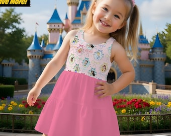 Princess Mirror Frame Bow Twirlie Suspender Dress, Ariel Belle Moana Twirlie Suspender Dress, Princess Lover Gift