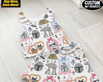 Star Wars  Activewear Se, Yoda Darth Vader R2D2 BB8 Outfit, Disney Birthday Girl Galaxy Summer Vacation Skirt Gear