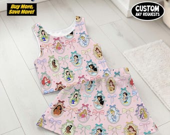 Ensemble de vêtements de sport aquarelle princesse magique, tenue jupe-short Ariel Belle Moana, cadeau d'anniversaire de course princesse marathon fête des mères Gea