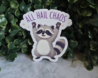 Chaotic Raccoon Vinyl Sticker: Funny Trash Panda Decal