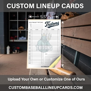 Custom Baseball Lineup Cards – Personalized Dugout Sheets - Softball Batting Line ups