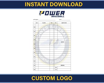 Custom Softball Baseball Lineup Template – Power Style – Personalized Printable Digital File – 5.5x8.5 PDF