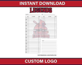 Custom Template Baseball Lineup – Legends Style – Personalized Printable Dugout Card Digital File – 5.5x8.5 PDF