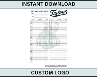 Custom Baseball Lineup Card Template  – Tritons Style – Personalized Printable Digital File – 5.5x8.5 PDF