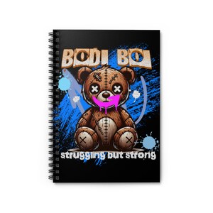 Gritty Bear Spiral Notebook, Cute Journal for Kids, School Supplies, Motivation Diary, Gift for Students
