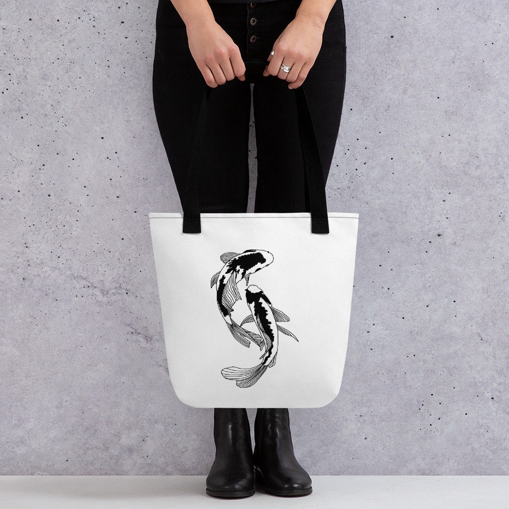 Koi Fish Tote Bag, Koi Yin Yang Women Gift Bags, Japanese Street Shoulder  Bag, Aesthetic Artwork Artist Totes, Luck of Japan, Art Lover Bag - Etsy