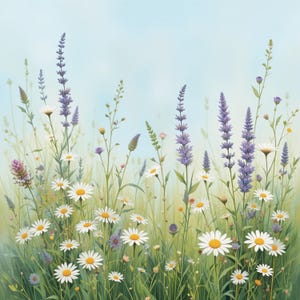 Lot de 5 décorations murales aquarelle florale | Art botanique imprimable pastel | Posters de fleurs vintage à télécharger