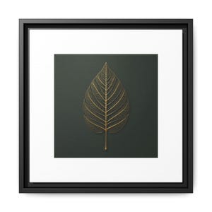 Arte em tela com moldura de folhas, decoração de parede moderna, arte para casa inspirada na natureza, presente elegante para amantes da natureza, arte de parede ecológica