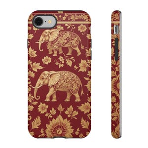 Elephant Print Phone Case: Bohemian Wildlife Design, Impact-Resistant