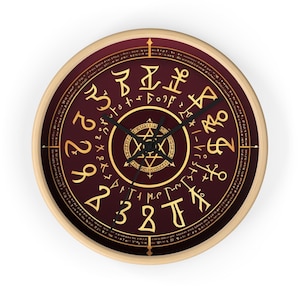 Mystical Symbol Wood Wall Clock: Bohemian Home Decor