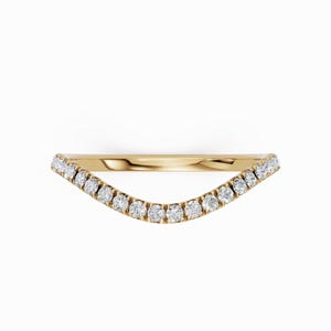 14K Gold Diamant gebogenes Band, zierliche Hochzeitsband, Goldkonturring, Stapelband, Jubiläumsring, Brautring