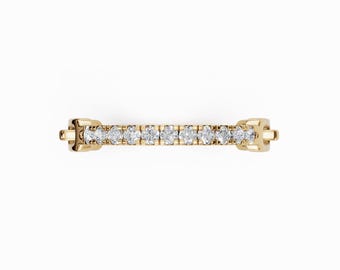 14K Gold Diamant Kettengliedring, Pave Diamant Büroklammer Band, Trendy Statement Ring, Stapelring, Naturdiamantring, Jubiläumsgeschenk