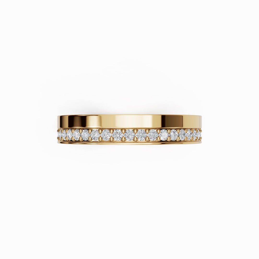 Diamond Wedding Band, 14k Gold Half Eternity Ring, Pave Diamond Ring ...